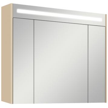 Зеркальный шкаф Акватон Блент 80 с подсветкой, кремовый/дуб